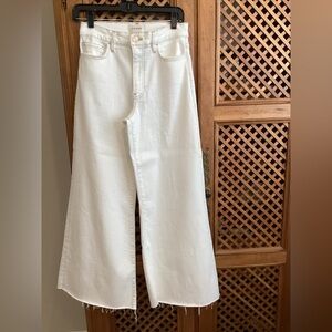 Frame Denim High-Rise Wide-Leg Jeans in White - Le Palazzo Crop